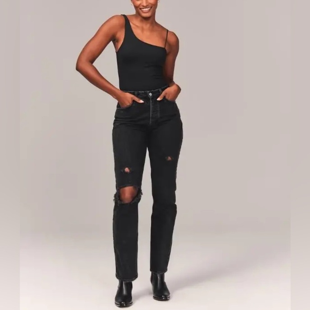Abercrombie Black High Rise The Dad Jeans